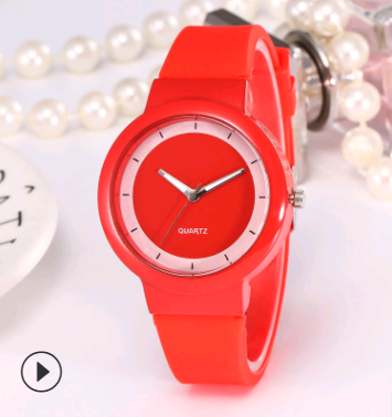 Silicone strap watch fashion candy color student men and women couple quartz watch