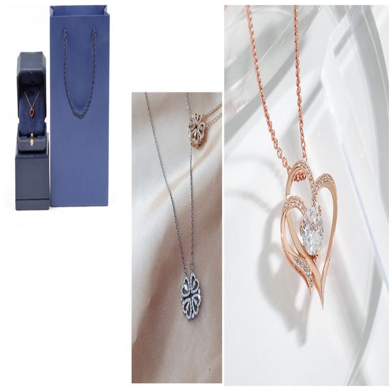 Magnetic Folding Heart-Shaped Four-Leaf Clover Pendant Necklace