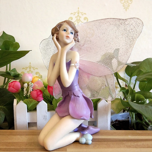Home Decor Resin Angel Flower Fairy Garden Figurines Birthda