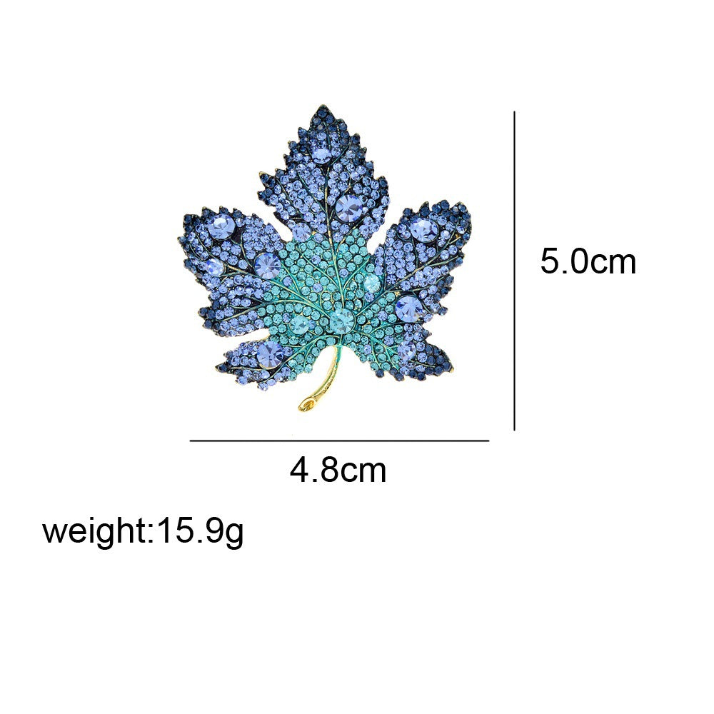 Fashionable And Elegant Blue Gradient Maple Leaf Brooch