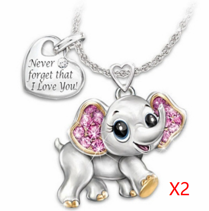 Women Necklace Blue Cute Elephant Necklace Fashion Cartoon Animal Necklaces For Kids Necklaces Jewelry Gifts