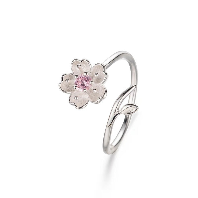 LNRRABC Elegant Purple Pink Flowers Finger Rings Stainless Steel Rings For Women Crystal Ring Fashion Jewelry Dropshipping