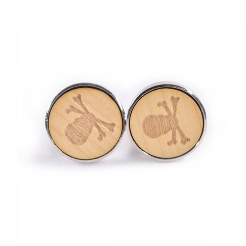 High Quality French Cufflinks With Round Wooden Cufflinks