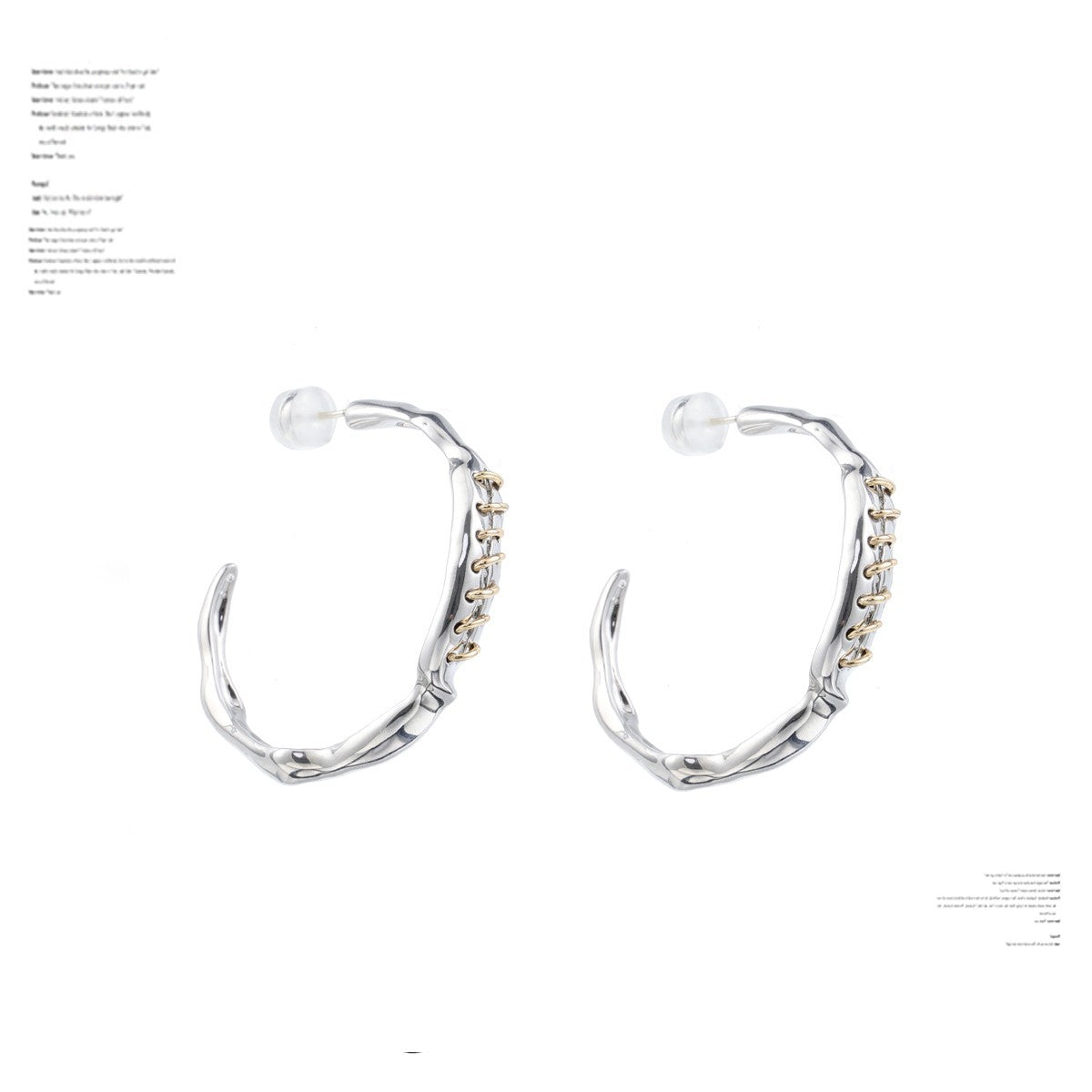 Trauma Series Gold And Silver C- Ring Earrings