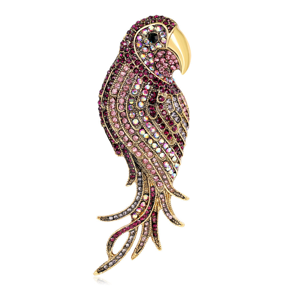 Fashionable Personality Colored Diamond Parrot Brooch