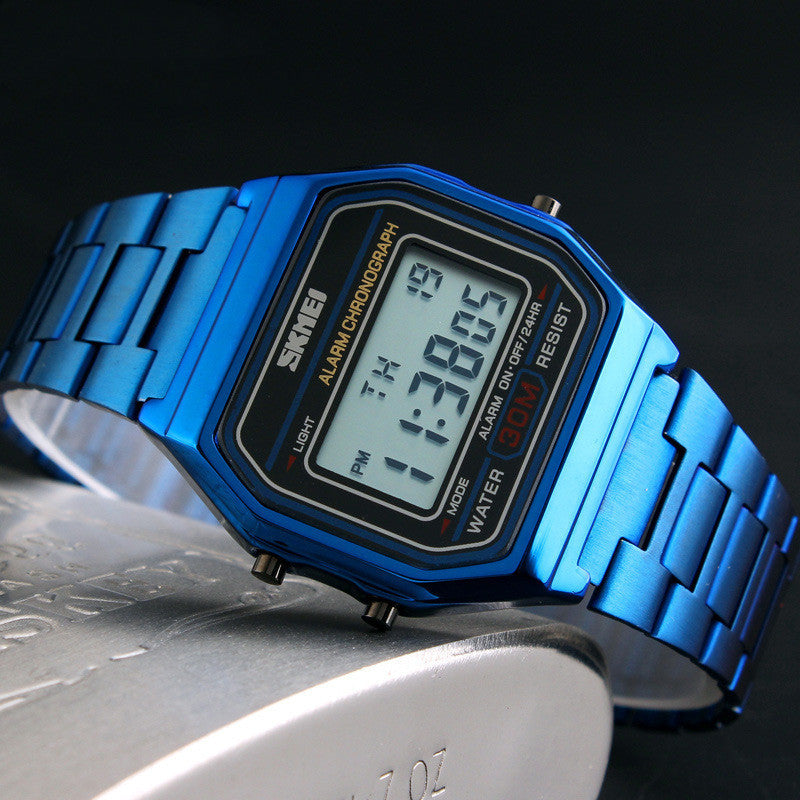 Mens Retro Electronic Watch Steel Band Lightweight Watch