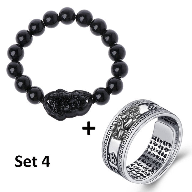 Unisex Chinese Feng Shui Pixiu Bracelet Ring