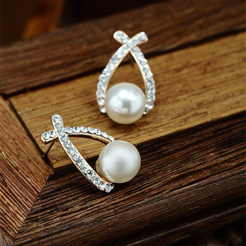 European And American Style Pearl And Diamond Earrings