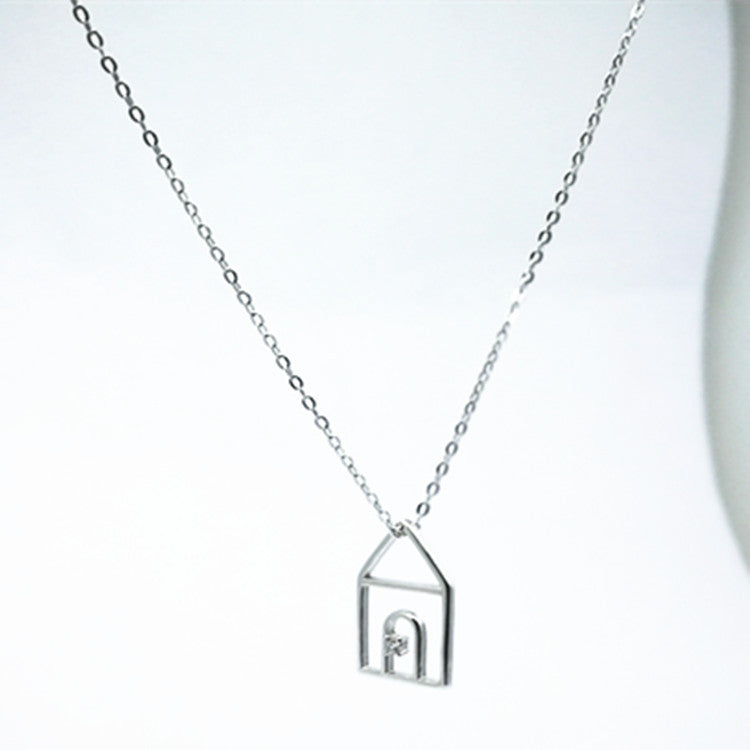 S925 Silver Temperament All-match Small And Cute Small House Pendant Clavicle Necklace