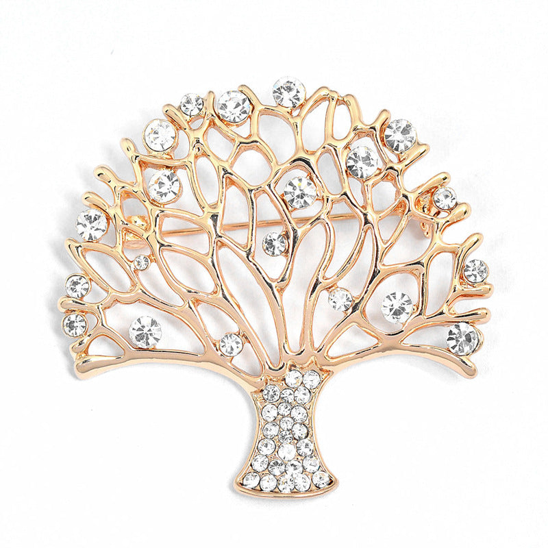 Rhinestone Small Tree Brooch High Profile And Generous Clothing