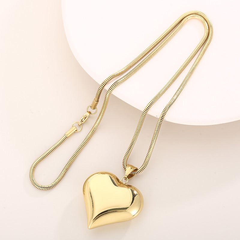 Gold Sliver Hollow Heart-shaped Necklace Ins Simple Versatile Personalized Love Necklace For Women's Jewelry Valentine's Day