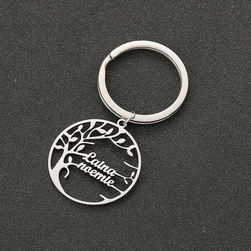 Custom Name Tree Of Life Stainless Steel Keychain