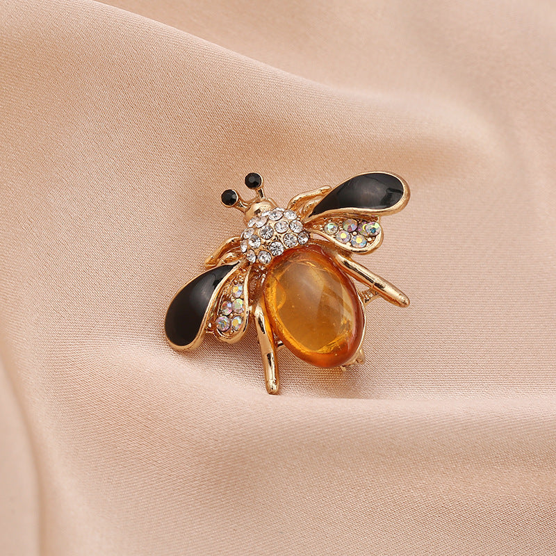 Cartoon Cute Bee Zircon Diamond Pearl Brooch