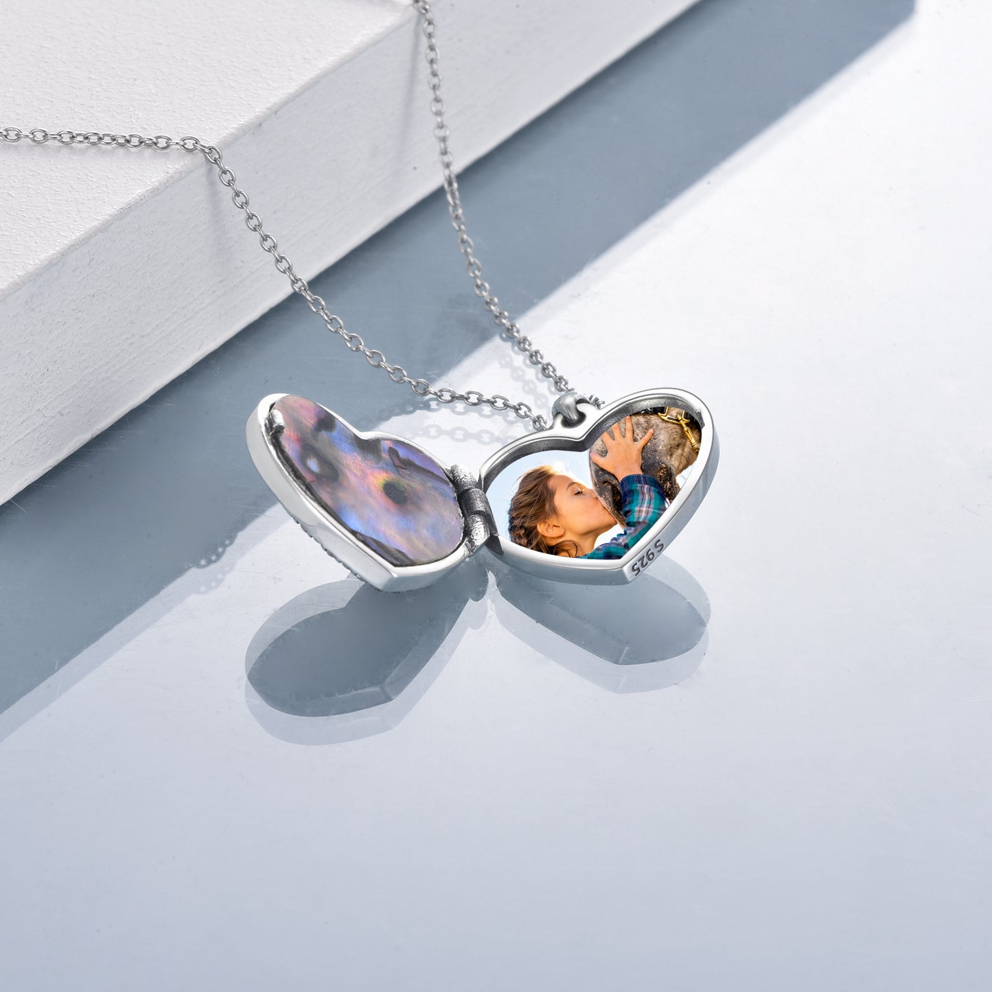 Horse Heart with Girls Pendant Necklace Gifts for Her