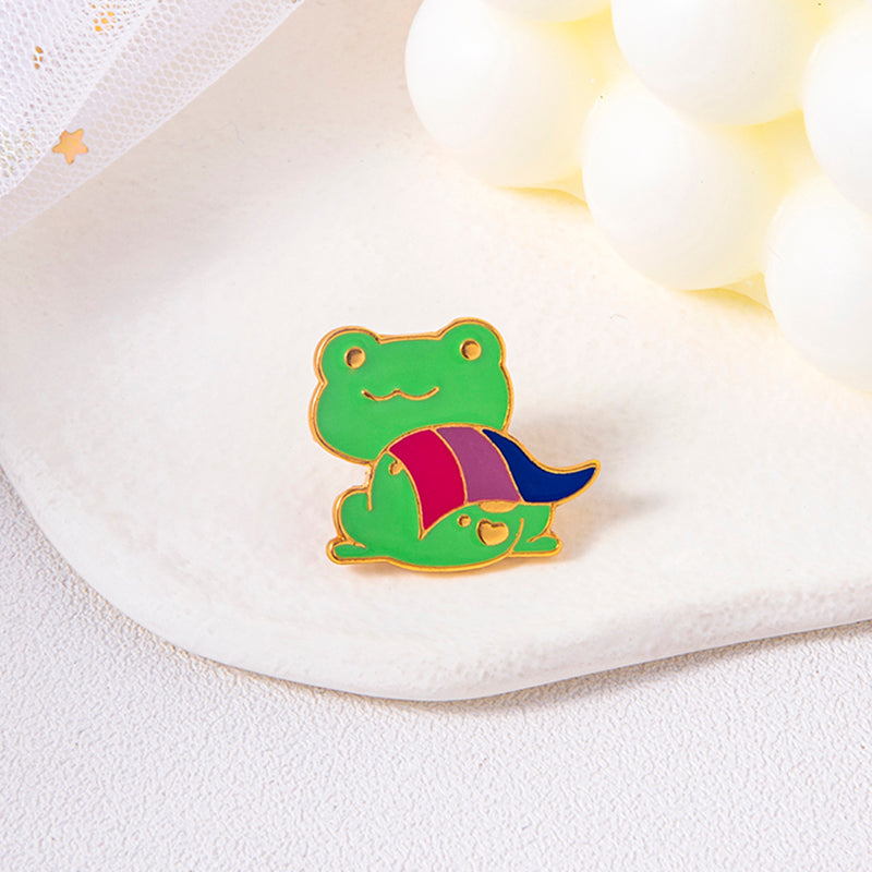 Enamel Bisexual Pride Frog Brooch Pin