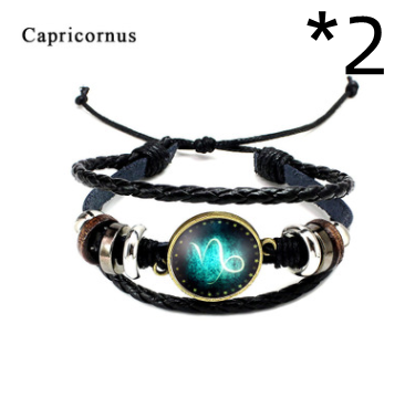 Twelve constellation glass piece couple bracelet