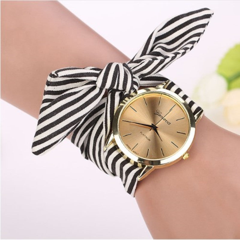 Trendy Fashion Personality Non-buckle Hand Tie Flower Band Watch