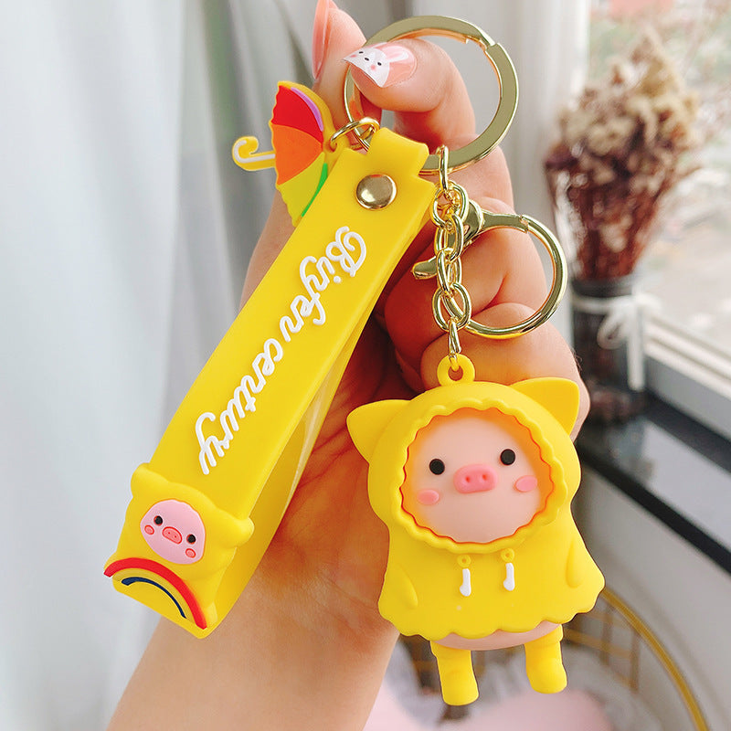 Raincoat Piggy Cute Cartoon Keychain Creative Accessories