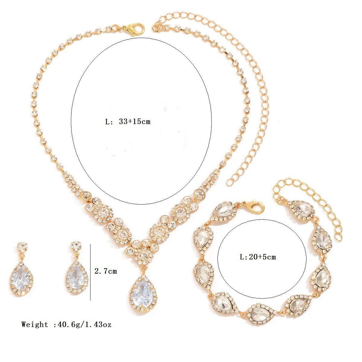 Fashionable Golden Rose Gold Three-piece Set