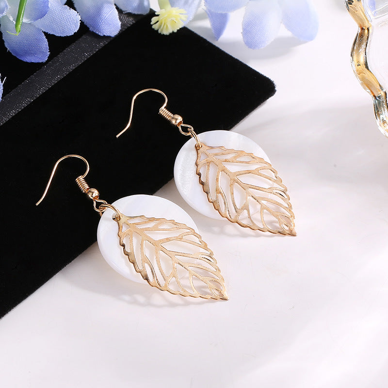 All-match Geometric Earrings Natural Shell Leaf Combination Earrings Earrings Earrings