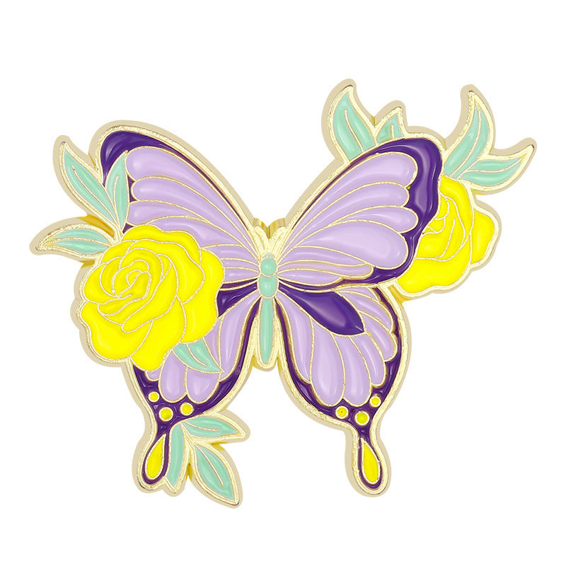 Flower Glaze Lily Colorful Butterfly Brooch