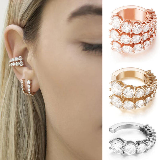 Simple Fashion Jewelry Temperament European And American Multi-layer Diamond-encrusted C Ear Ring