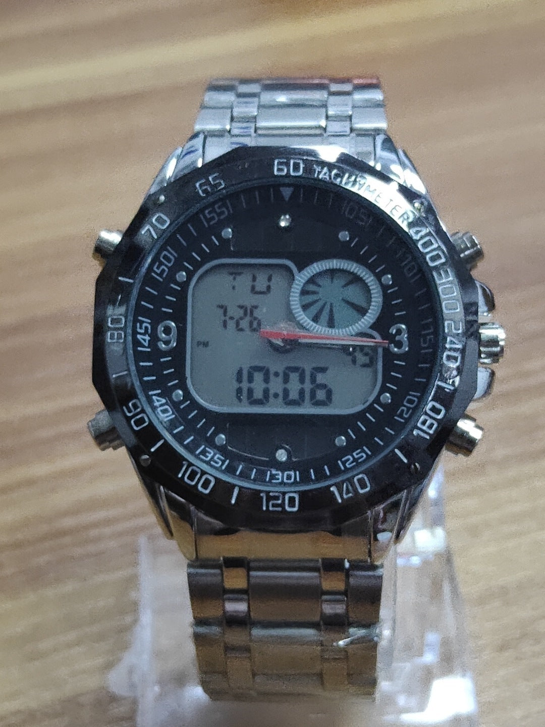 Waterproof Double Display Luminous Steel Band Watch