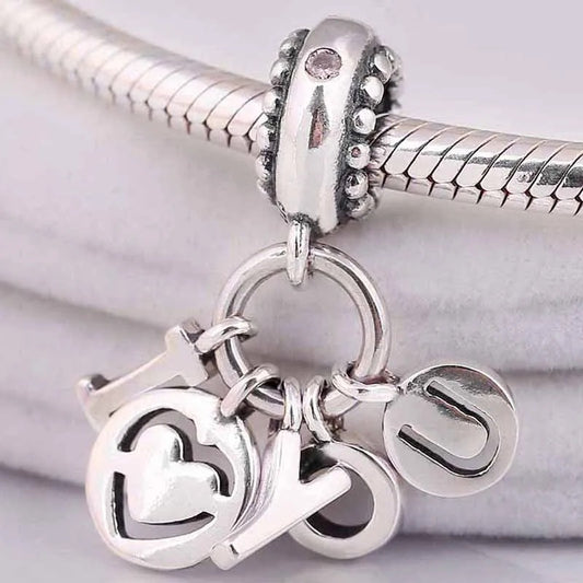 S925 Silver Bracelet I Love You English Pendant