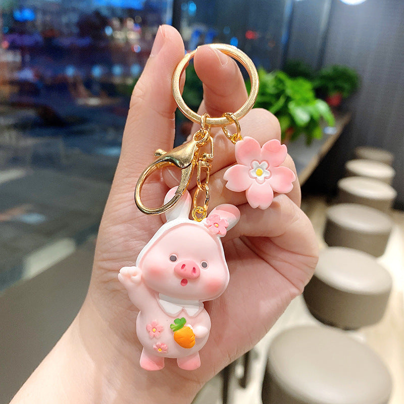 Cherry Blossom Pig Personality Creative Keychain