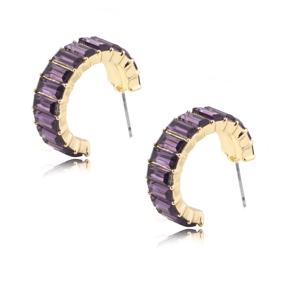 Multicolor C-Shape Gold Plated Earrings