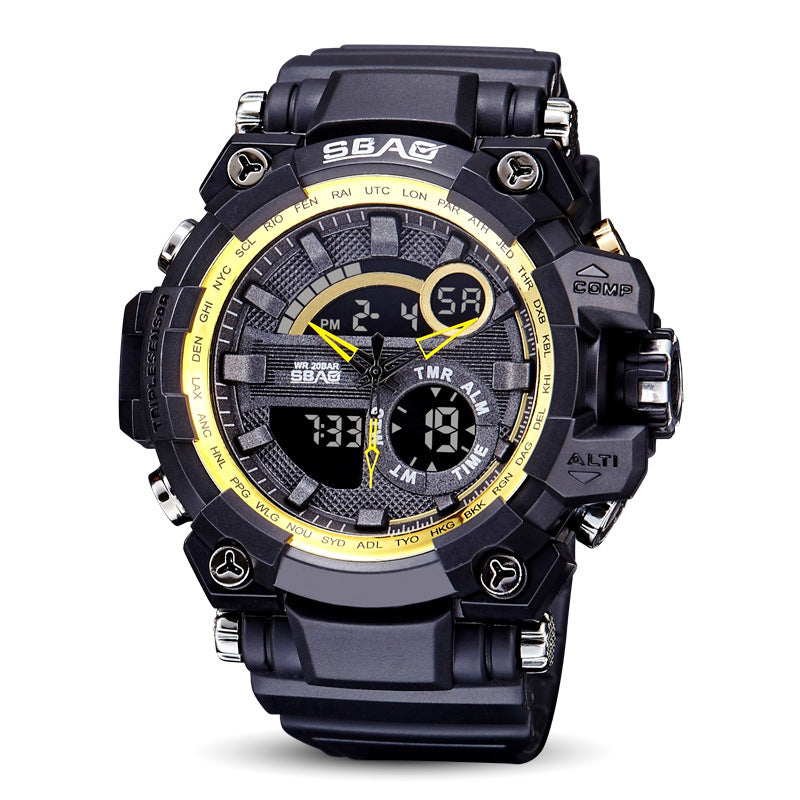 Dual display electronic waterproof outdoor LED watch