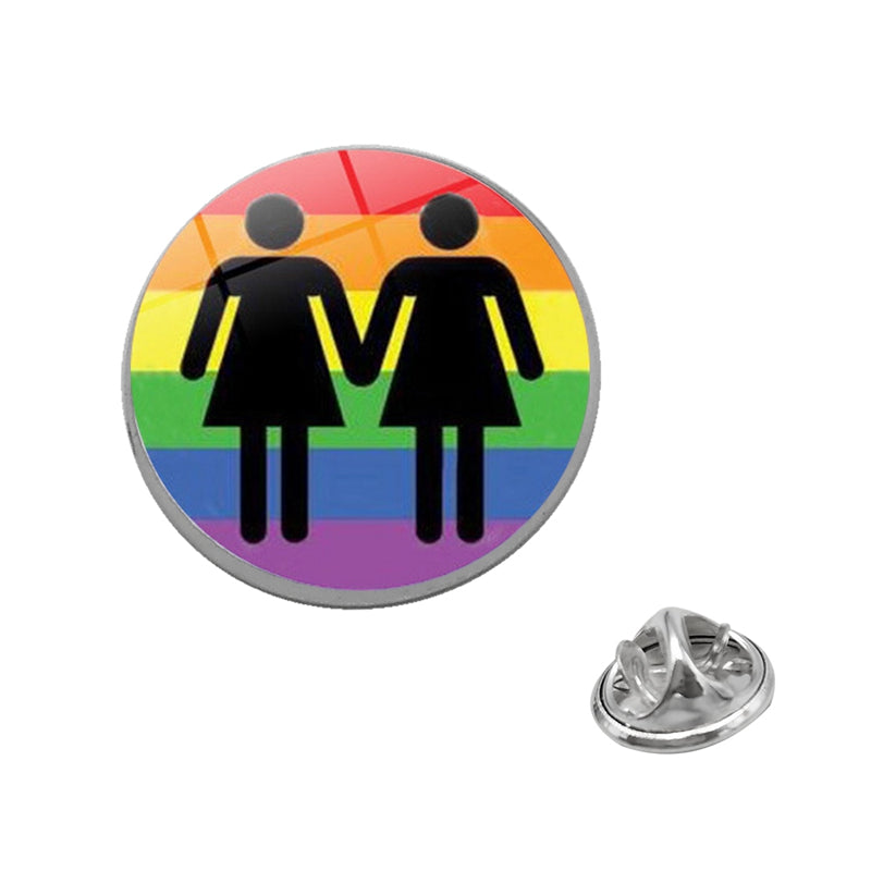 LGBT Pride Rainbow Glass Brooches Pins Lesbians Gays Bisexuals Transgender Round Badge Lapel Pin Jewelry