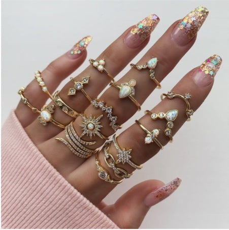 Gold Boho & Vintage Stackable Ring Set