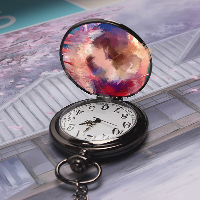 DIY Custom Photo Retro Flip Quartz Pocket Watch