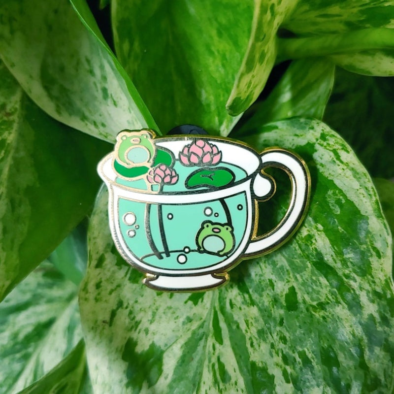 Cute Frog Animal Enamel Pin Brooch Cup