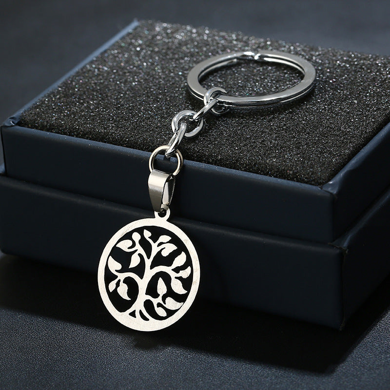 Stainless Steel Tree Of Life Lucky Tree Titanium Steel Keychain