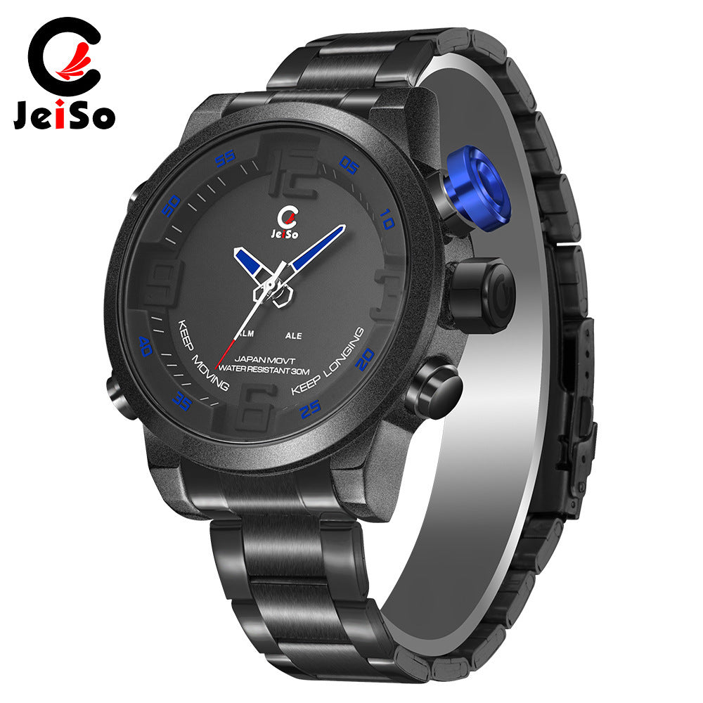 Multifunctional LED dual display waterproof sports watch