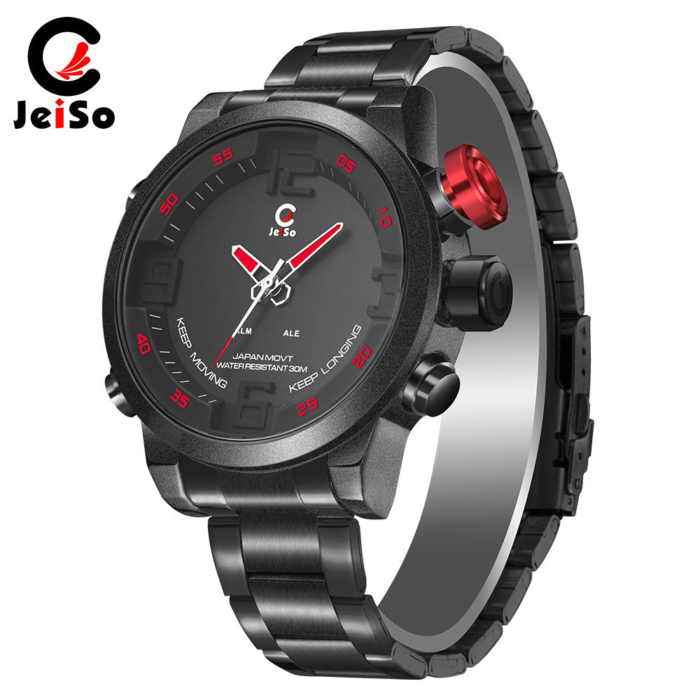 Multifunctional LED dual display waterproof sports watch