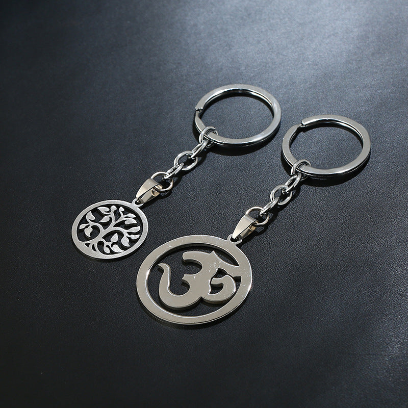 Stainless Steel Tree Of Life Lucky Tree Titanium Steel Keychain