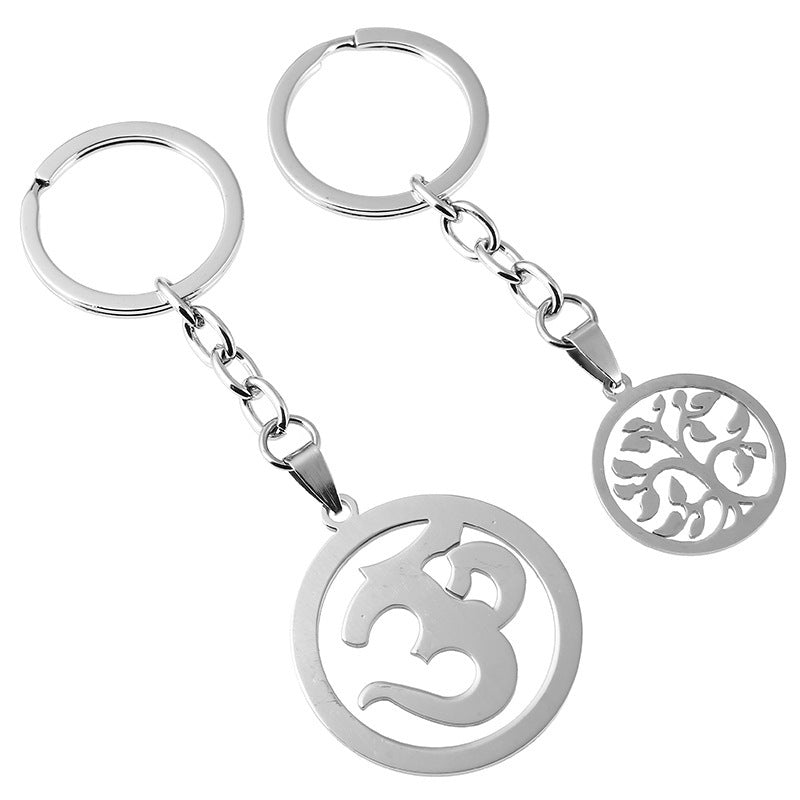 Stainless Steel Tree Of Life Lucky Tree Titanium Steel Keychain