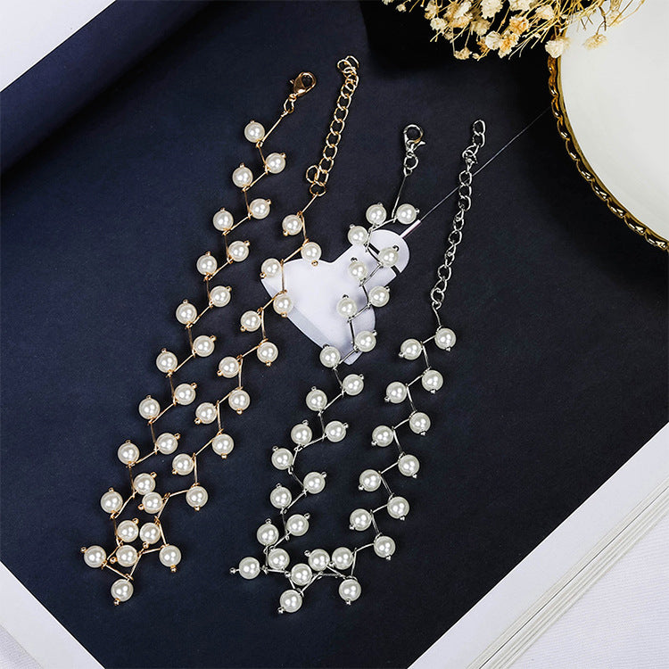 Pearl clavicle chain neck strap simple short paragraph