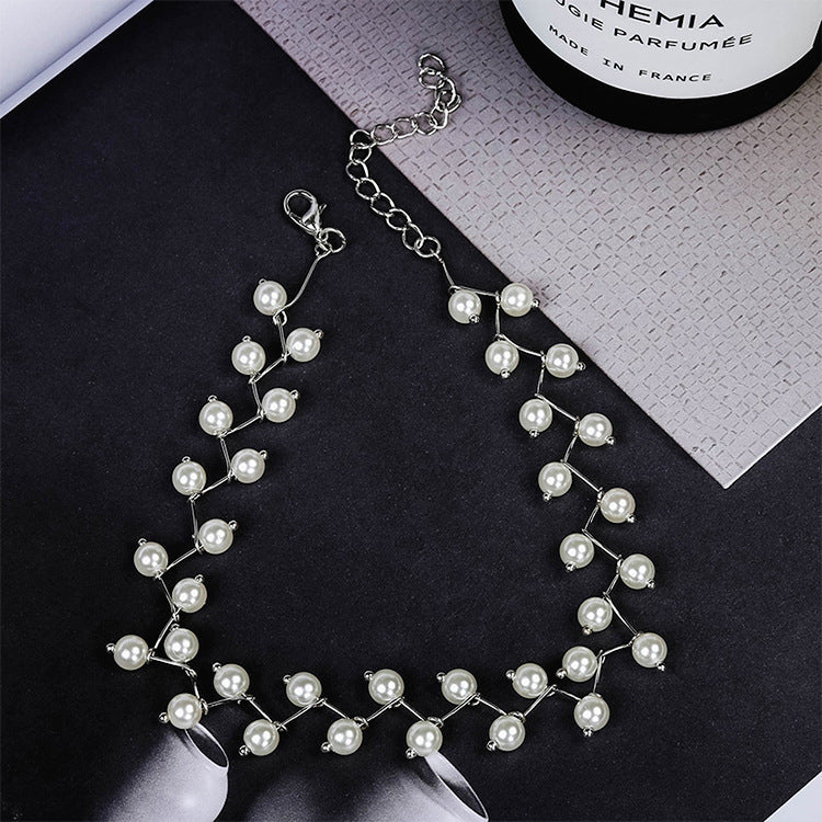 Pearl clavicle chain neck strap simple short paragraph