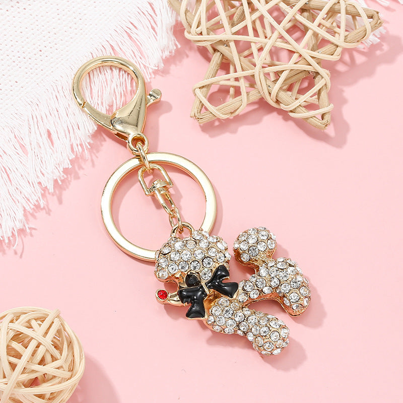 Popular Diamond Rhinestone Dog Keychain