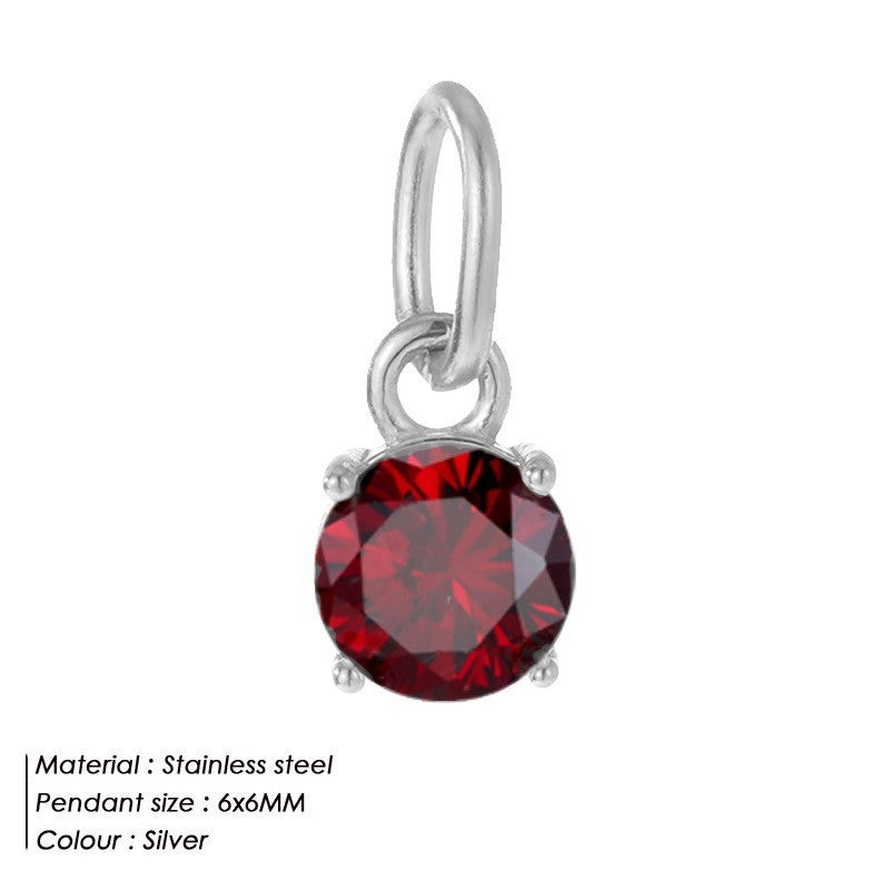 Ornament All-match New Stainless Steel Round Accessories Diamond Ladies' Pendant