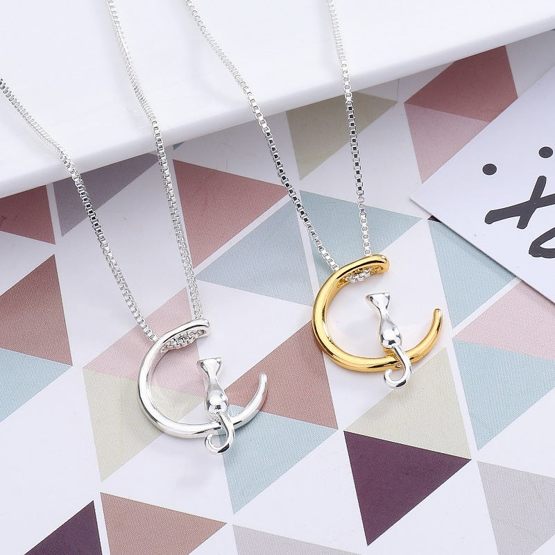 Fashion Cat Moon Necklace