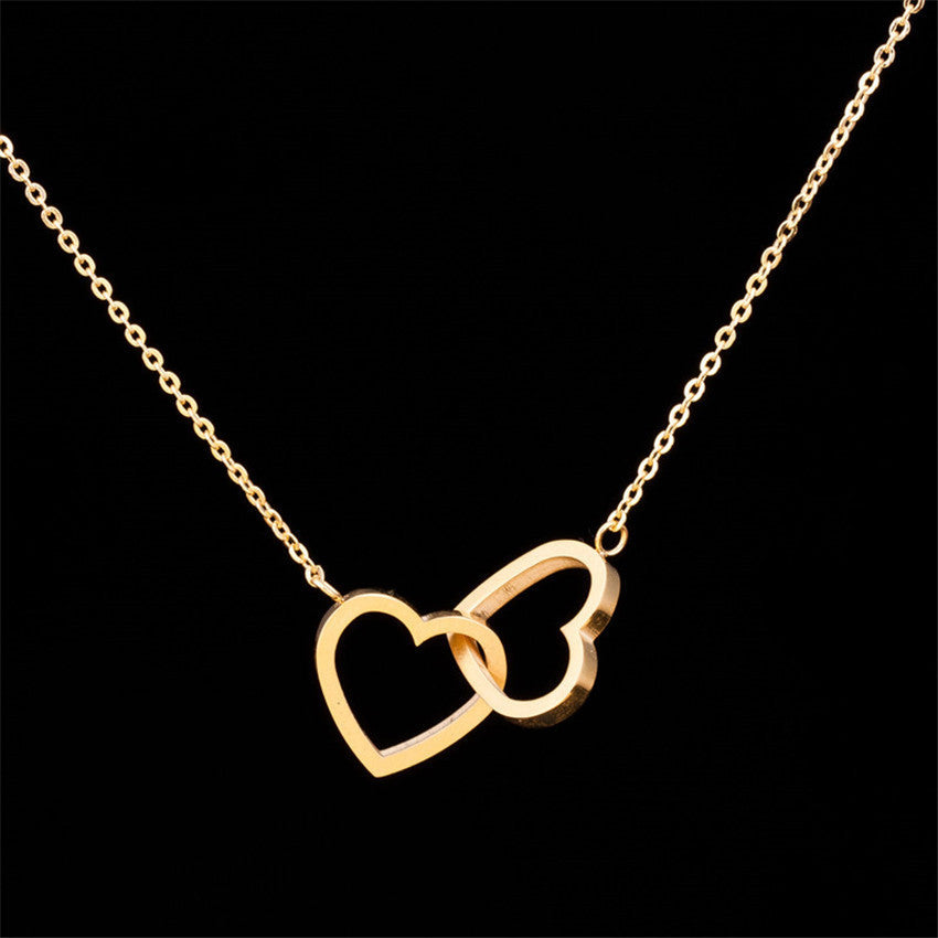 Double Heart Pendant Necklace