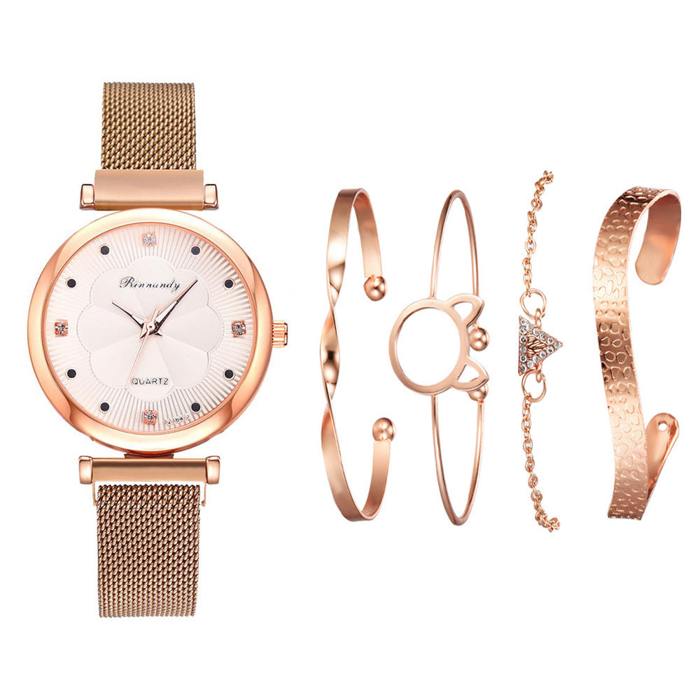 Net belt magnet quartz watch bracelet  5pcs/set