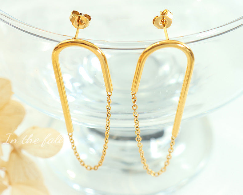 European And American Ins Style Chain U-shaped Ear Studs