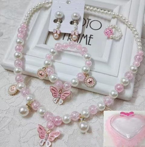 Children's Necklace Jewelry Pearl Bracelet Set