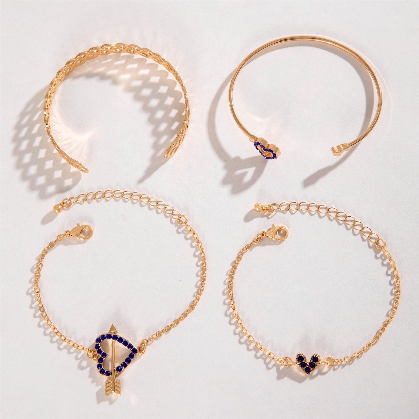 Azure Butterfly Heart Bracelet Set